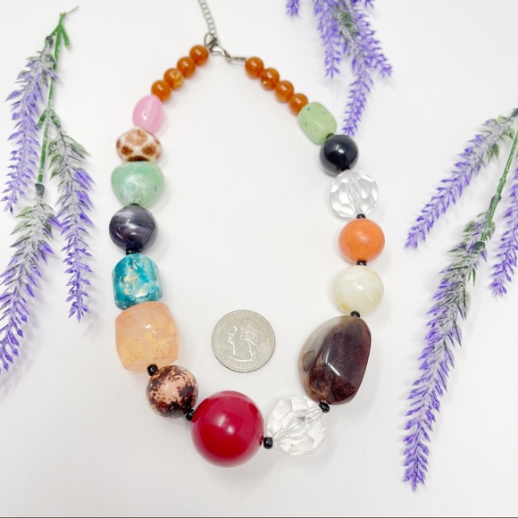 Napier Signed Chunky Multi Color Beaded Necklace - Picture 4 of 4